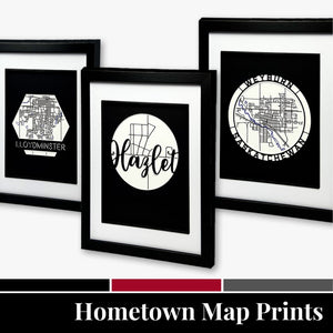 Hometown map print – personalized wall art for any city or town around the world