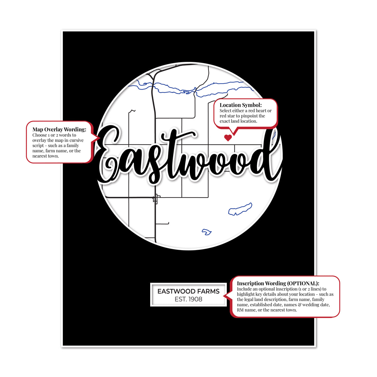 Land Location Map Prints [Classic Map Design] – Red Door Maps