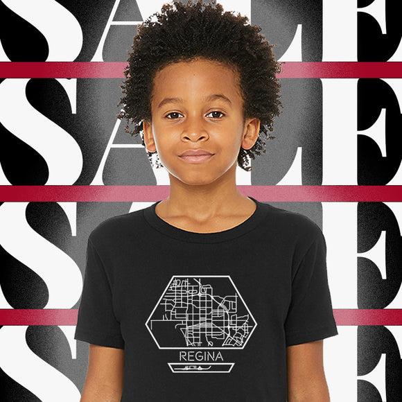 REGINA, SK Hex Map Black Shirt [Youth] **Discontinued Colour/Style**