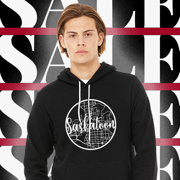 SASKATOON, SK Classic Map Black Hoodie [Adult] **Discontinued Colour/Style**