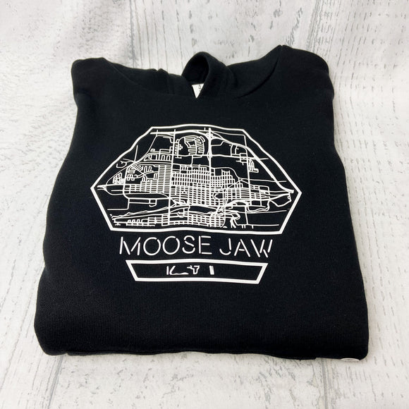 MOOSE JAW, SK Hex Map Black Hoodie [Youth] **Discontinued Colour/Style**